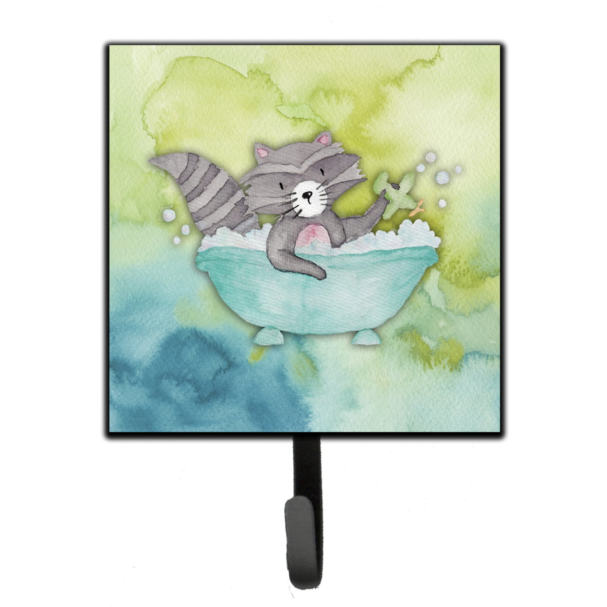 Raccoon Bathing Watercolor Leash or Key Holder