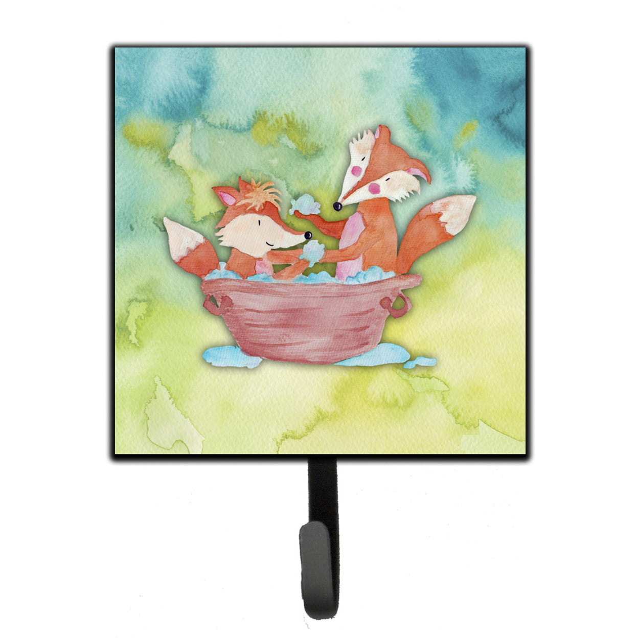 Foxes Bathing Watercolor Leash or Key Holder