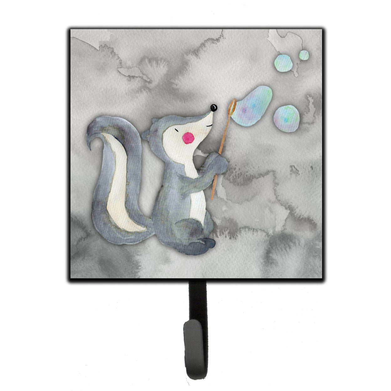 Skunk & Bubbles Watercolor Leash or Key Holder
