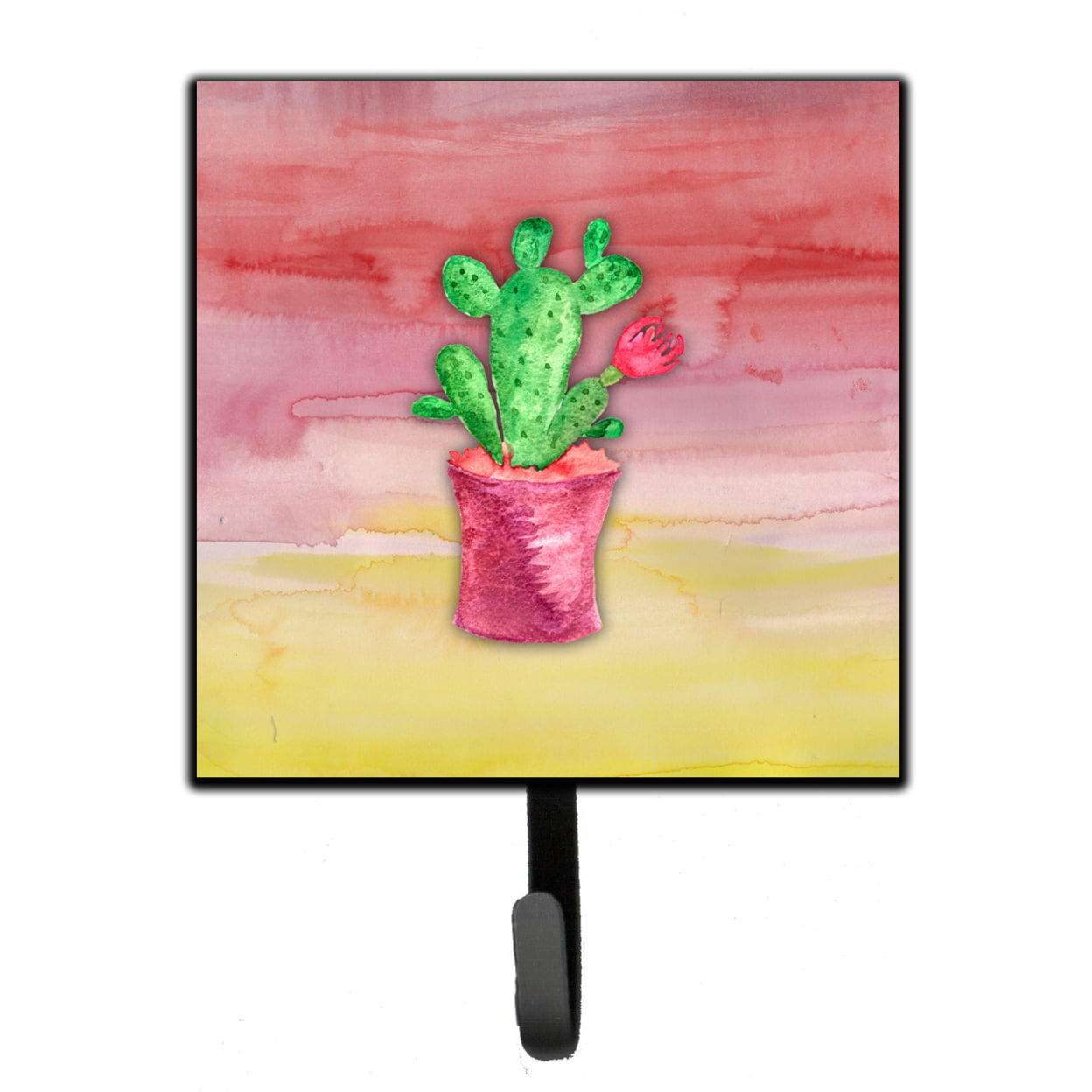 Flowering Cactus Watercolor Leash or Key Holder