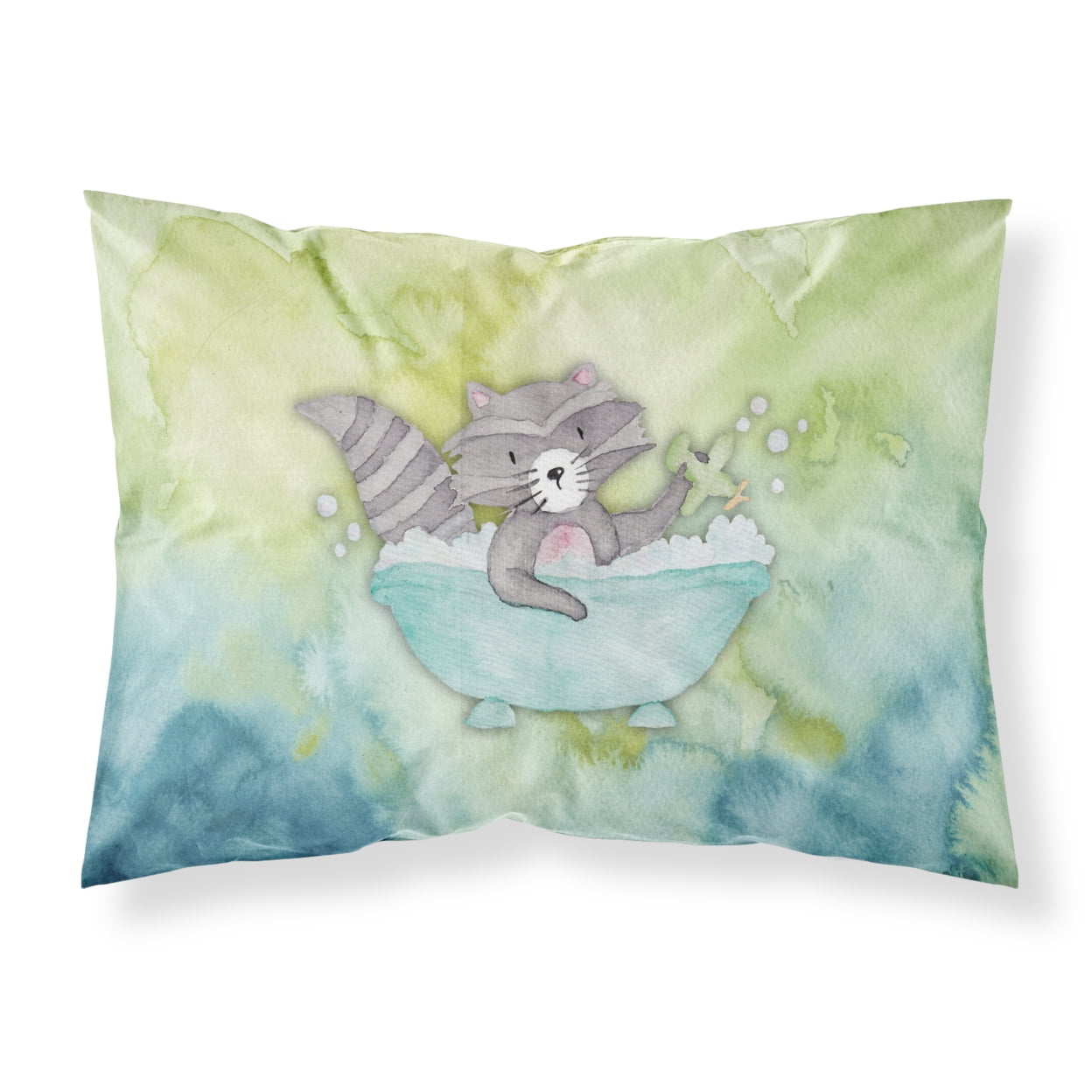 Raccoon Bathing Watercolor Fabric Standard Pillowcase