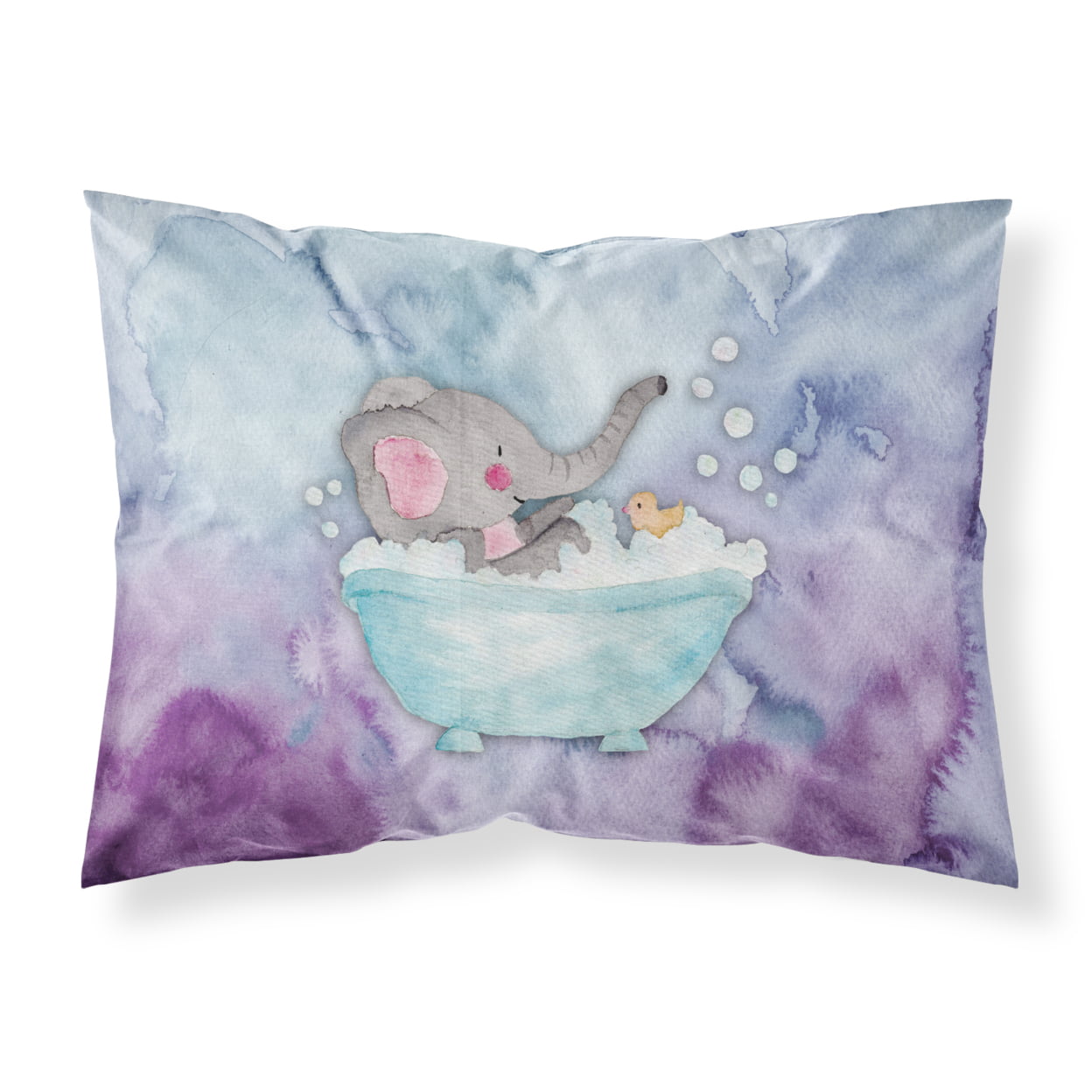 Elephant Bathing Watercolor Fabric Standard Pillowcase