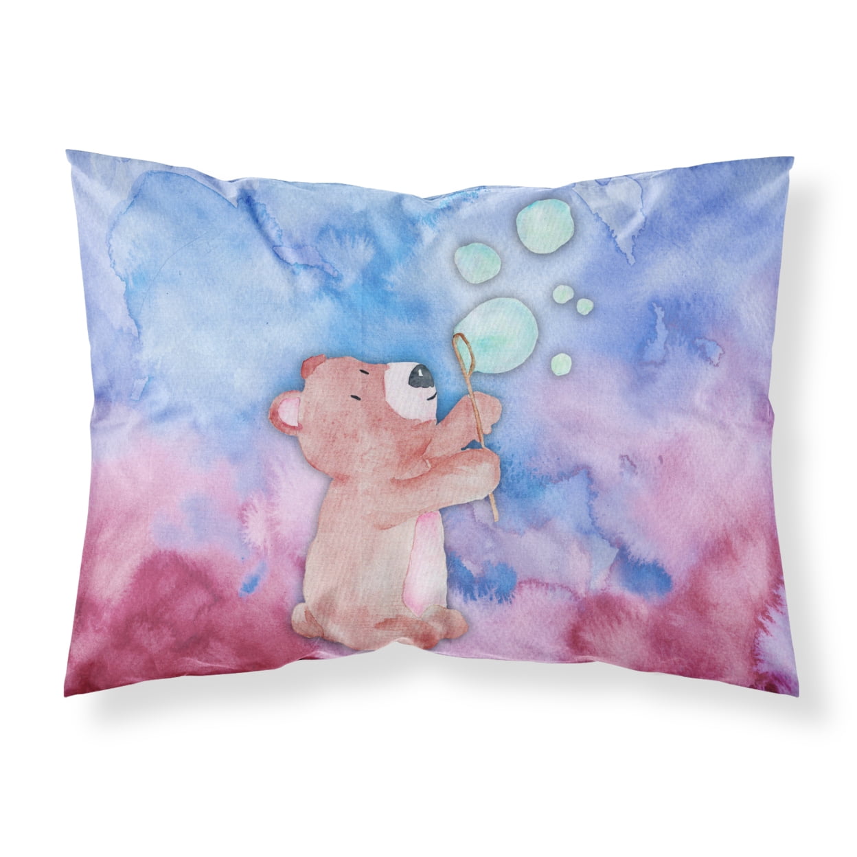 BB7347PILLOWCASE Bear & Bubbles Watercolor Fabric Standard Pillowcase