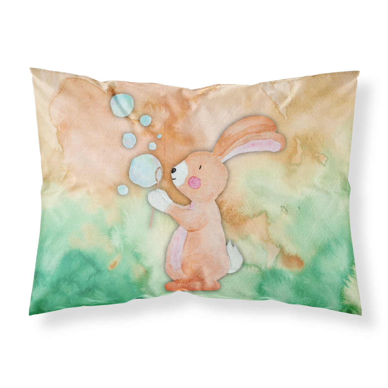 Rabbit & Bubbles Watercolor Fabric Standard Pillowcase