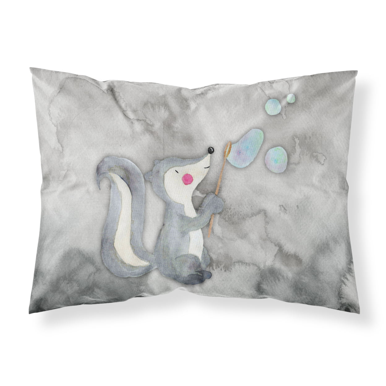 Skunk & Bubbles Watercolor Fabric Standard Pillowcase