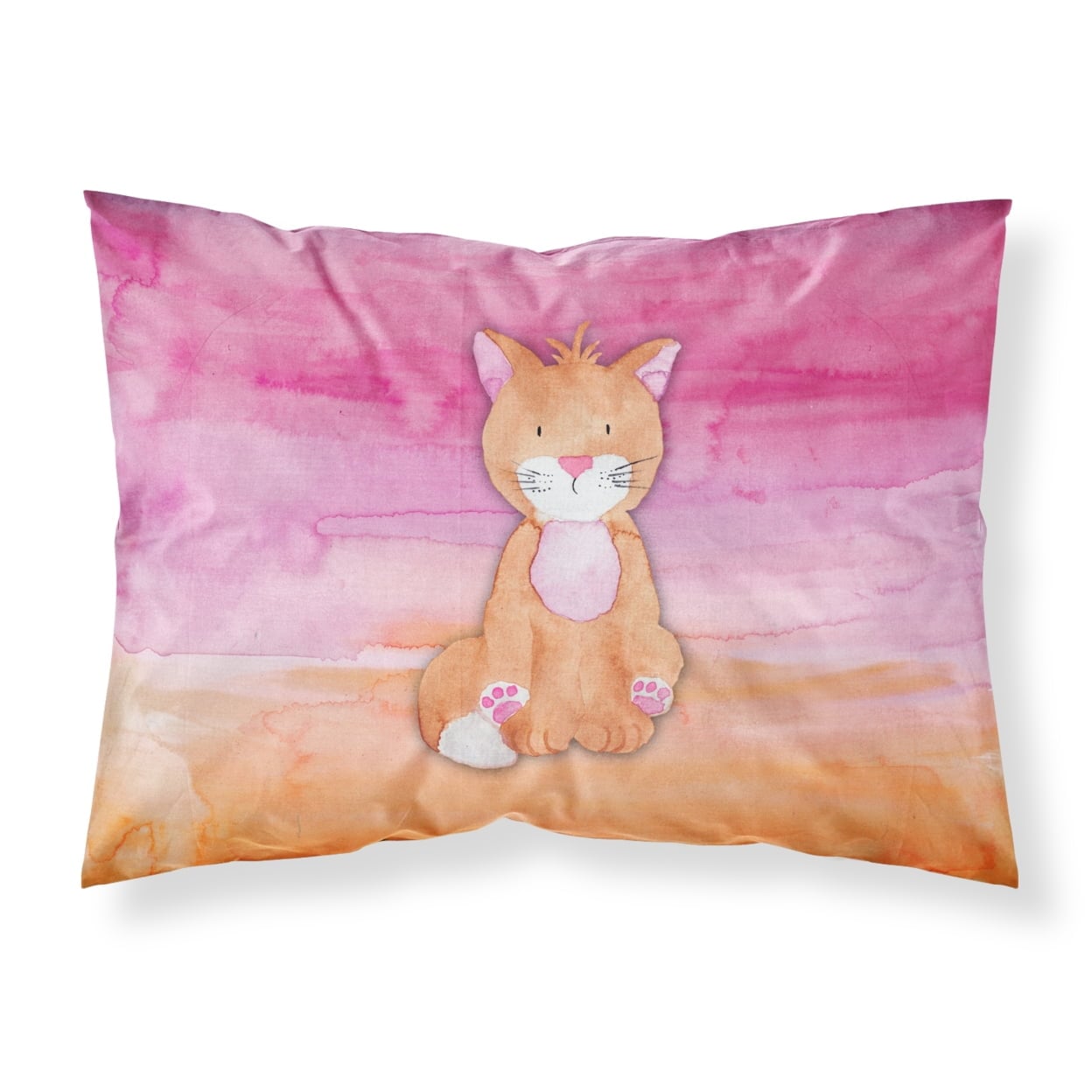 Orange Cat Watercolor Fabric Standard Pillowcase