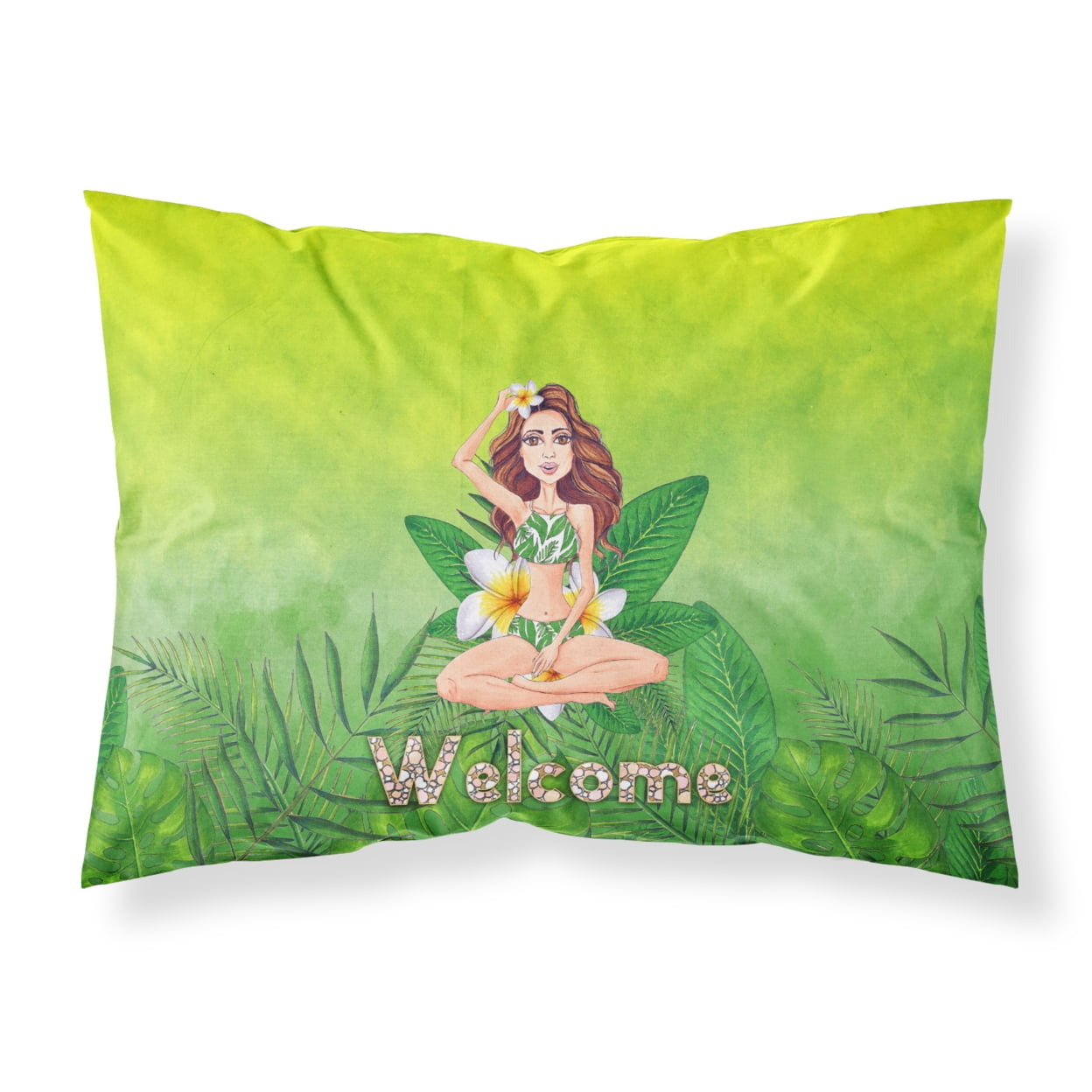 BB7457PILLOWCASE Welcome Lady in Bikini Summer Fabric Standard Pillowcase