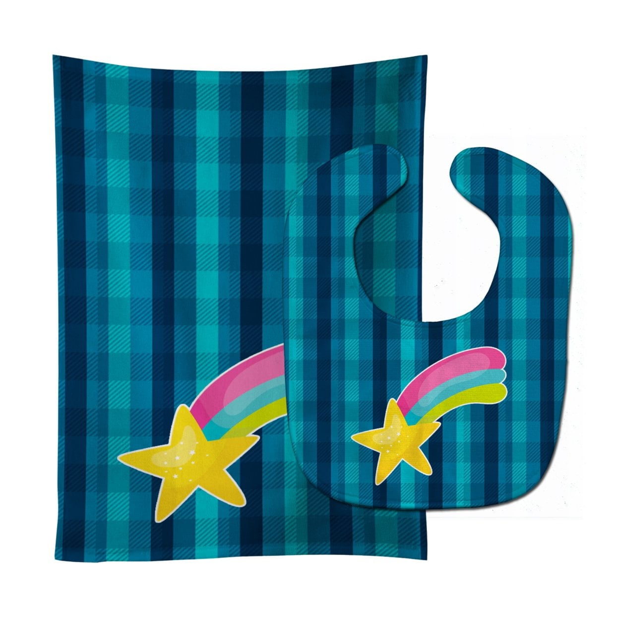 Multicolor Shooting Star Baby Bib & Burp Cloth