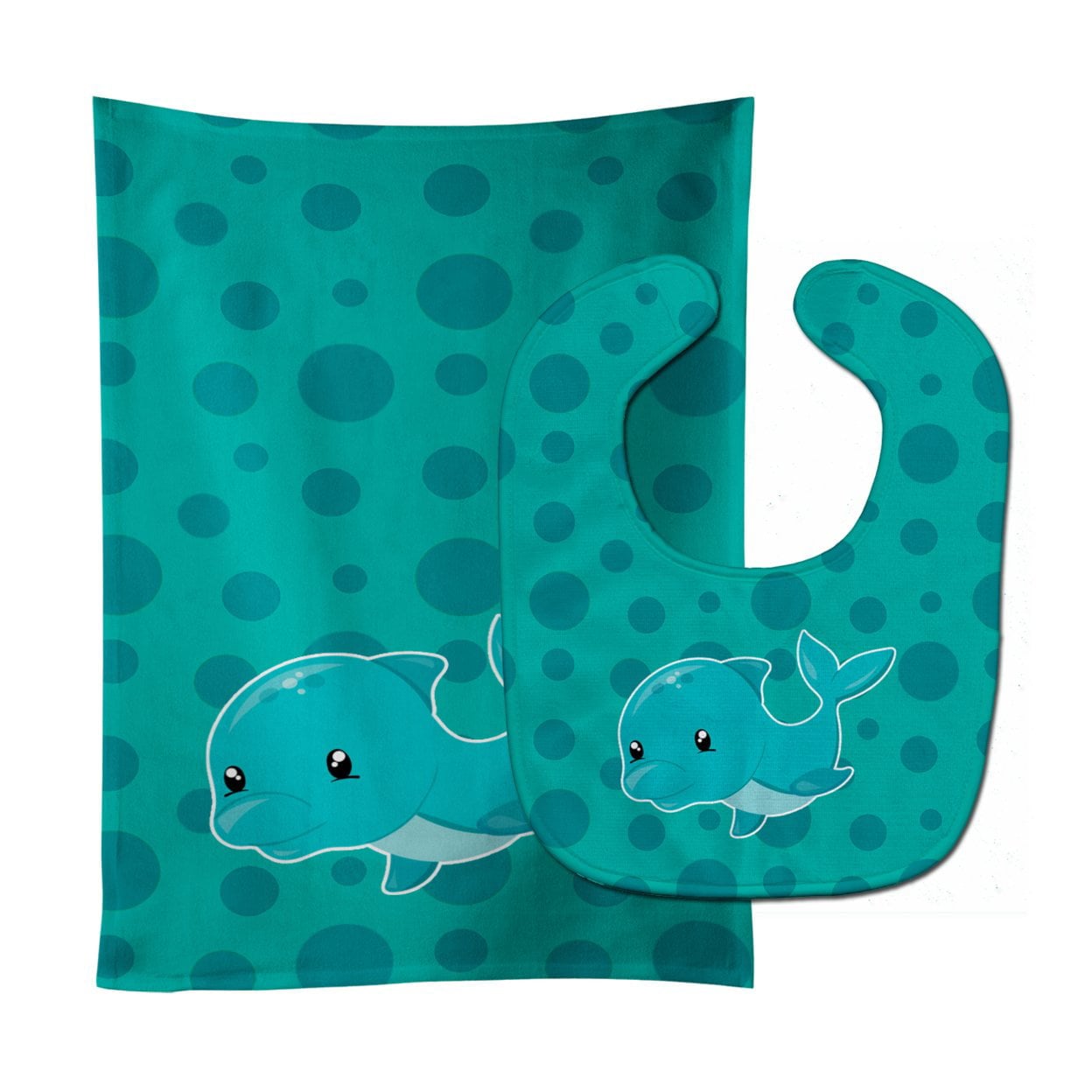 Nautical Dolphin Baby Bib & Burp Cloth
