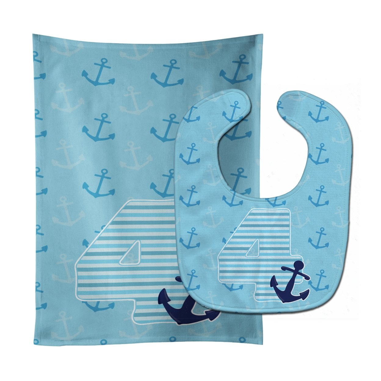 Nautical Month 4 Baby Bib & Burp Cloth