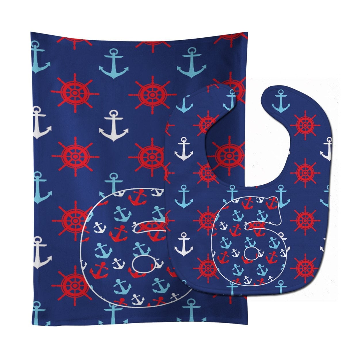Nautical Month 6 Baby Bib & Burp Cloth