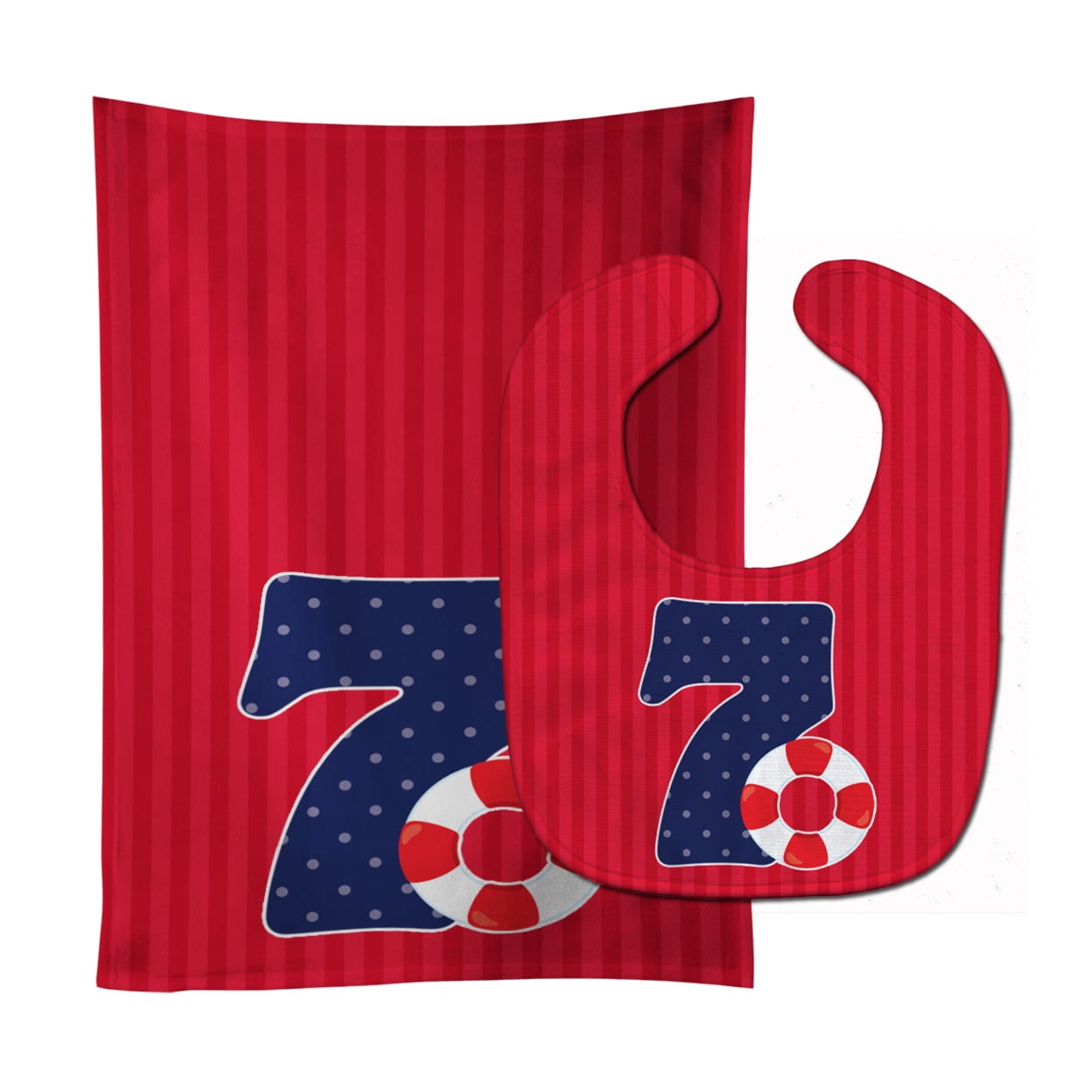 Nautical Month 7 Baby Bib & Burp Cloth