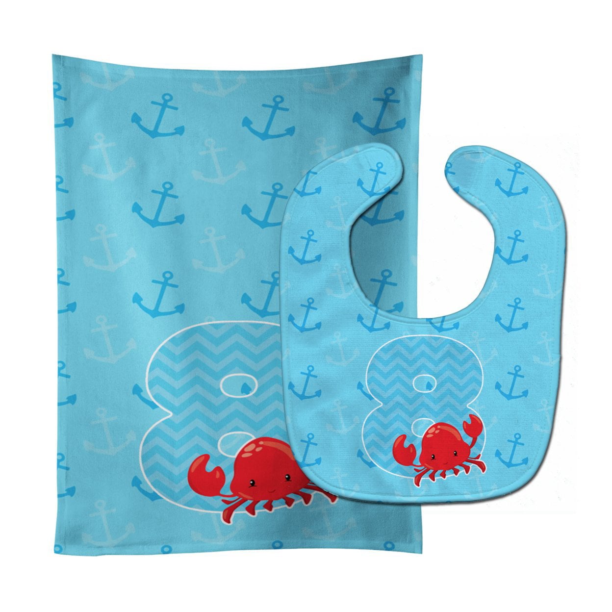 Nautical Month 8 Baby Bib & Burp Cloth