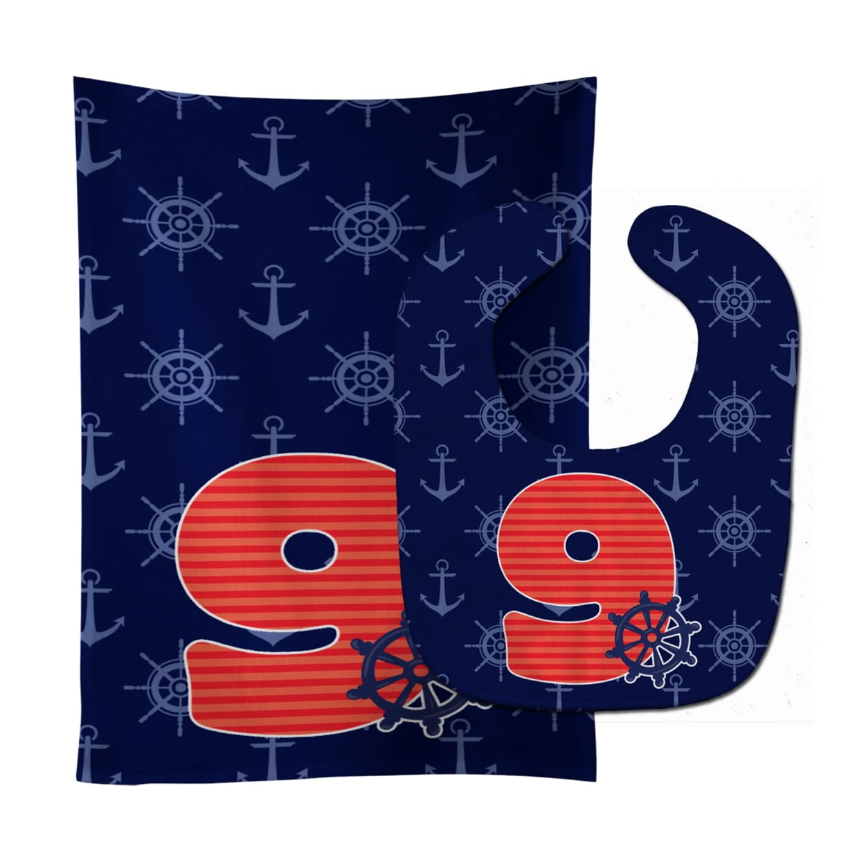 Nautical Month 9 Baby Bib & Burp Cloth