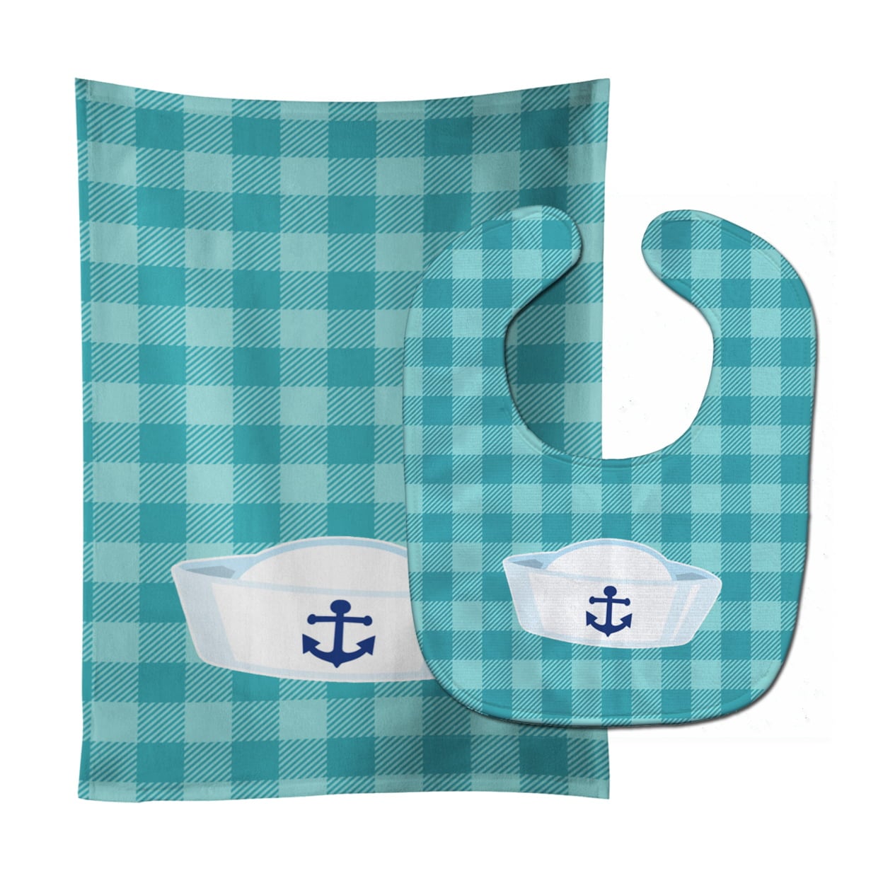 Nautical Navy Hat Baby Bib & Burp Cloth