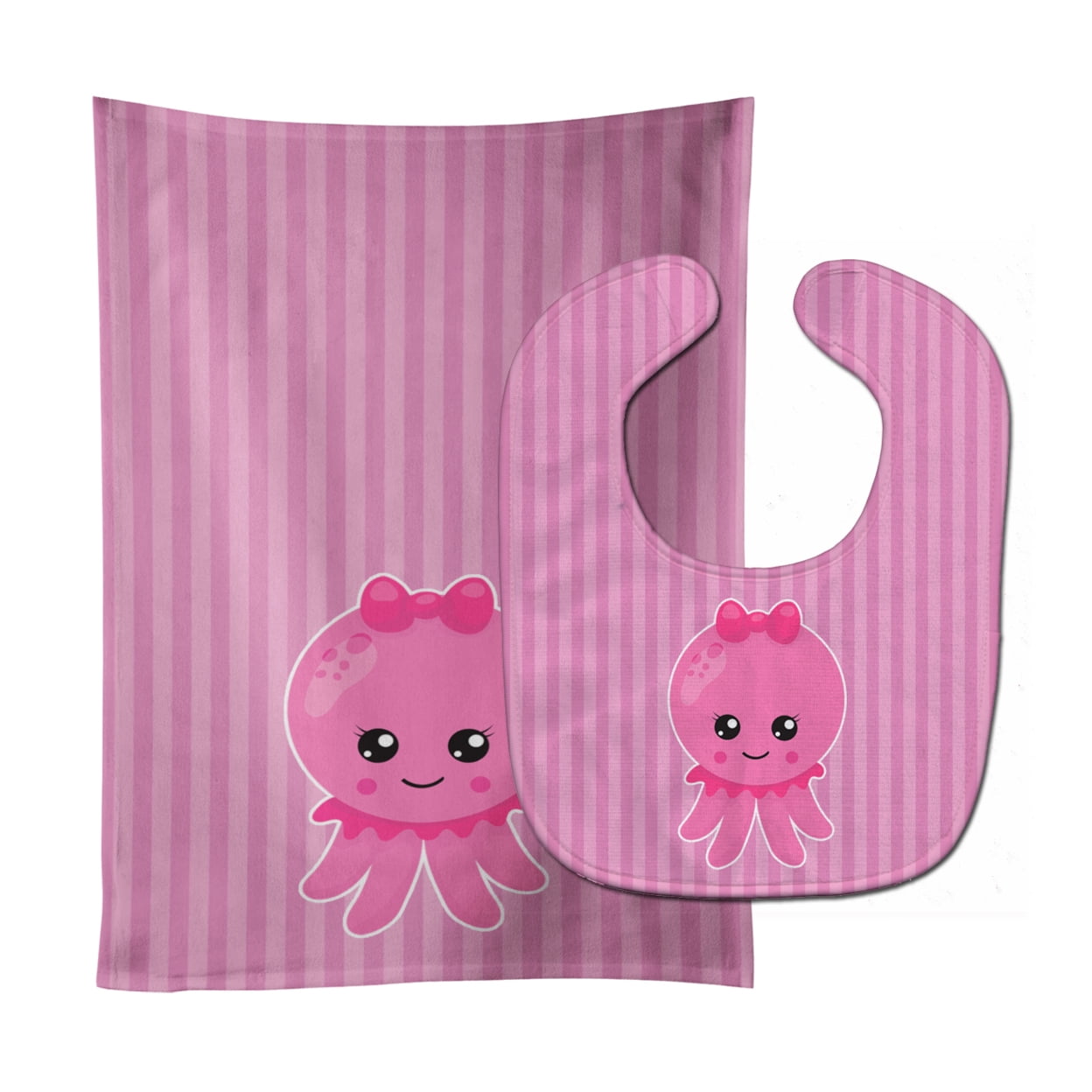 Nautical Pink Octopus No.1 Baby Bib & Burp Cloth