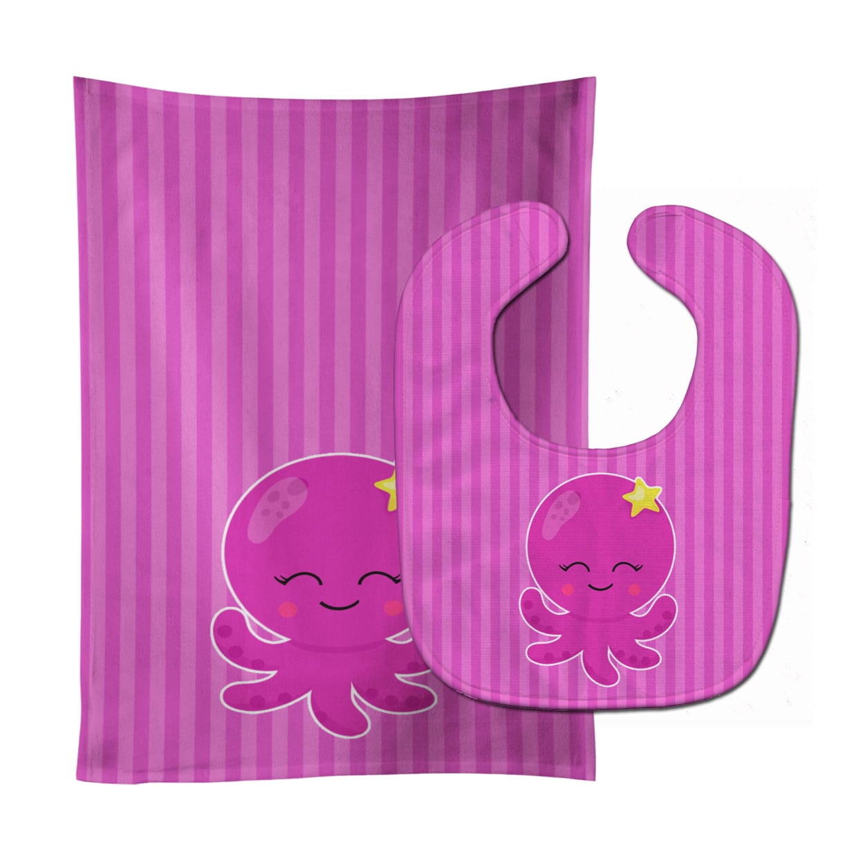Nautical Pink Octopus No.2 Baby Bib & Burp Cloth