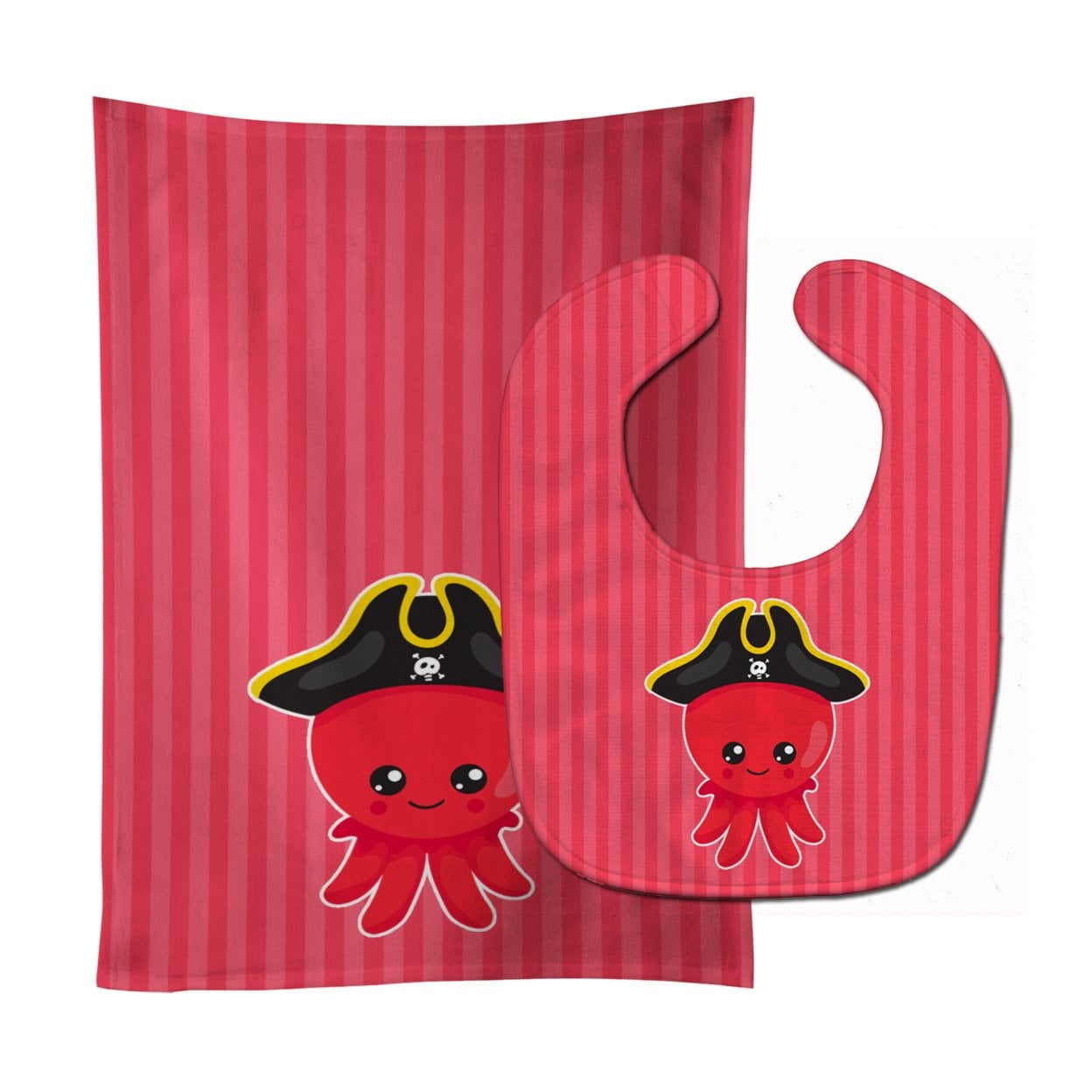 Nautical Pirate Octopus Baby Bib & Burp Cloth