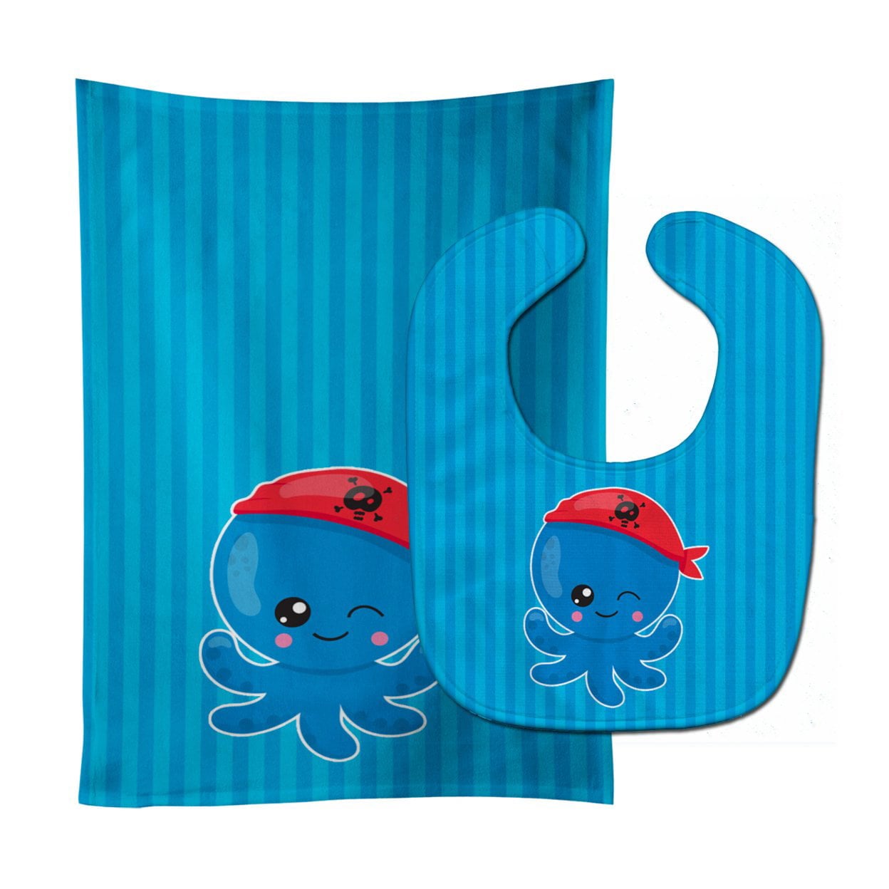 Nautical Pirate Octopus No.2 Baby Bib & Burp Cloth