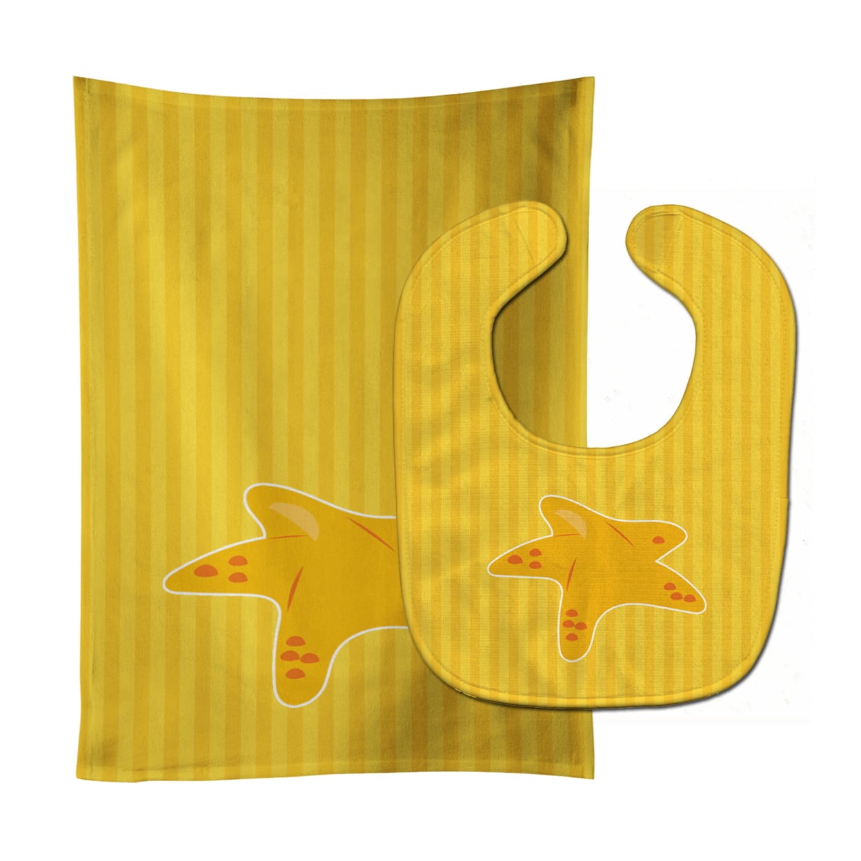 Nautical Starfish Baby Bib & Burp Cloth