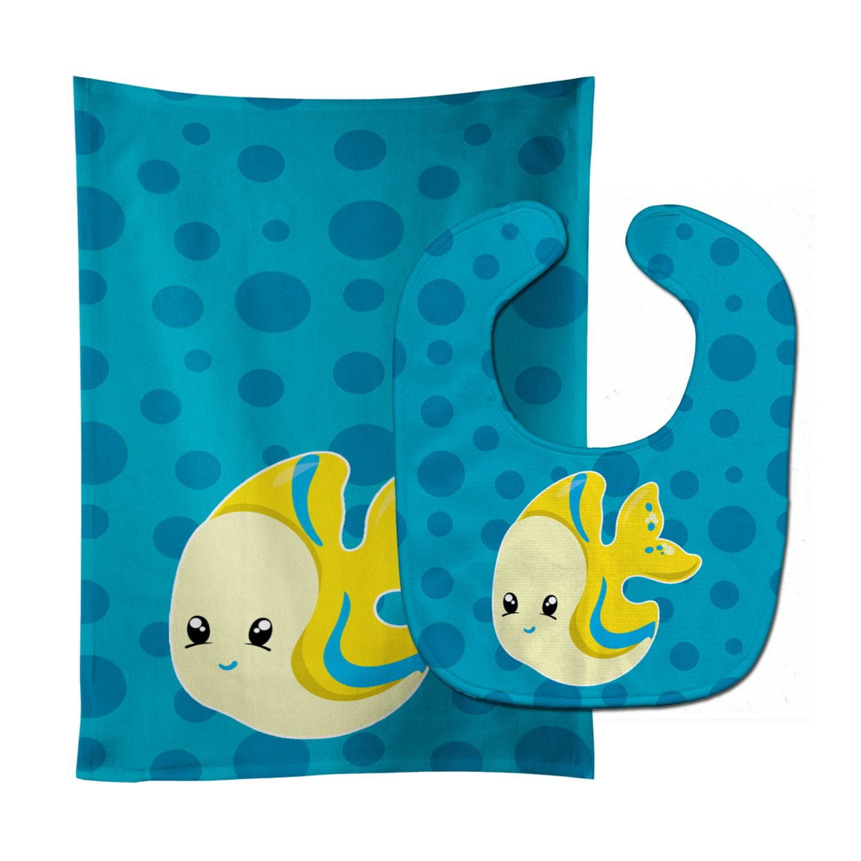 Nautical Tropical Fish Baby Bib & Burp Cloth