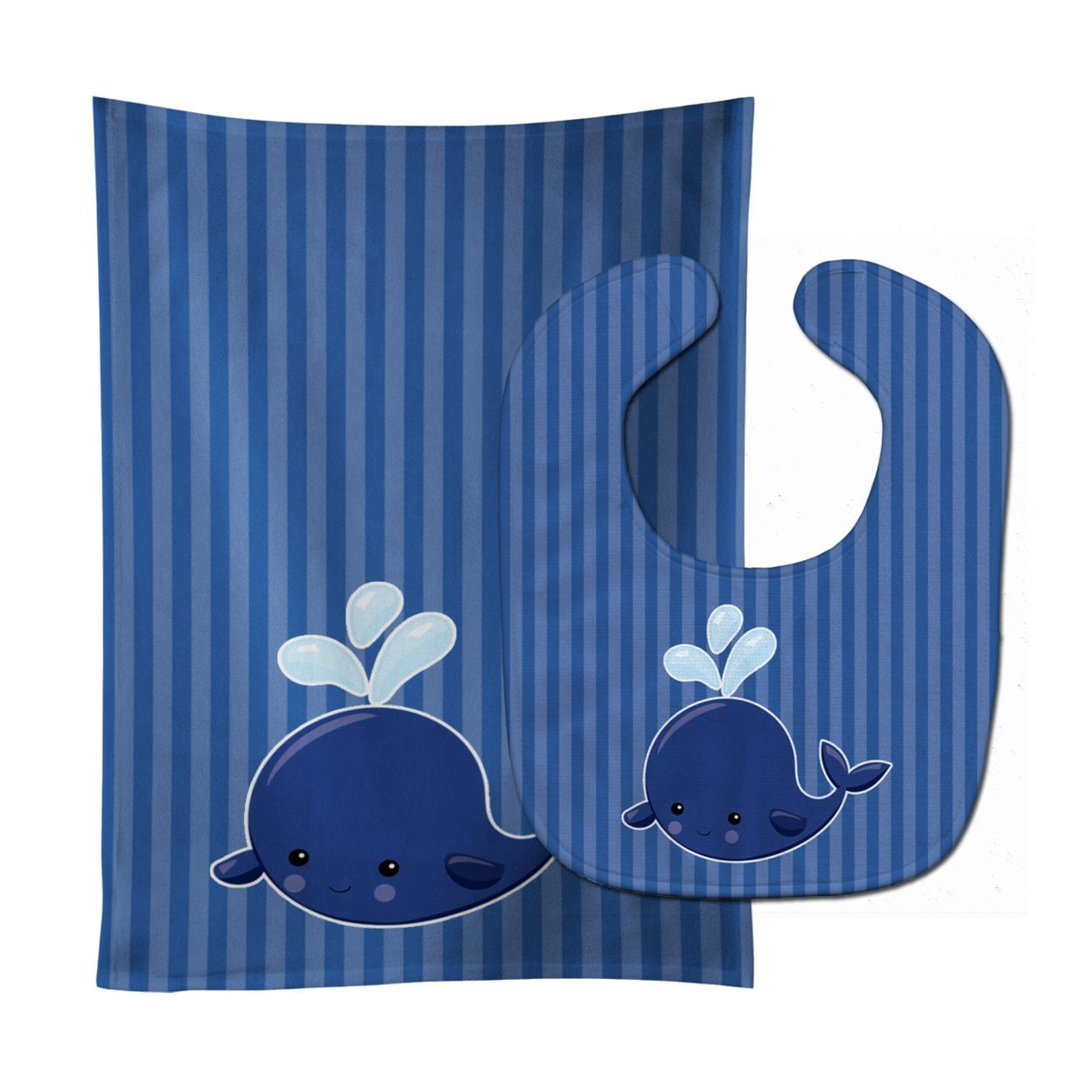Nautical Whale Blue No.2 Baby Bib & Burp Cloth