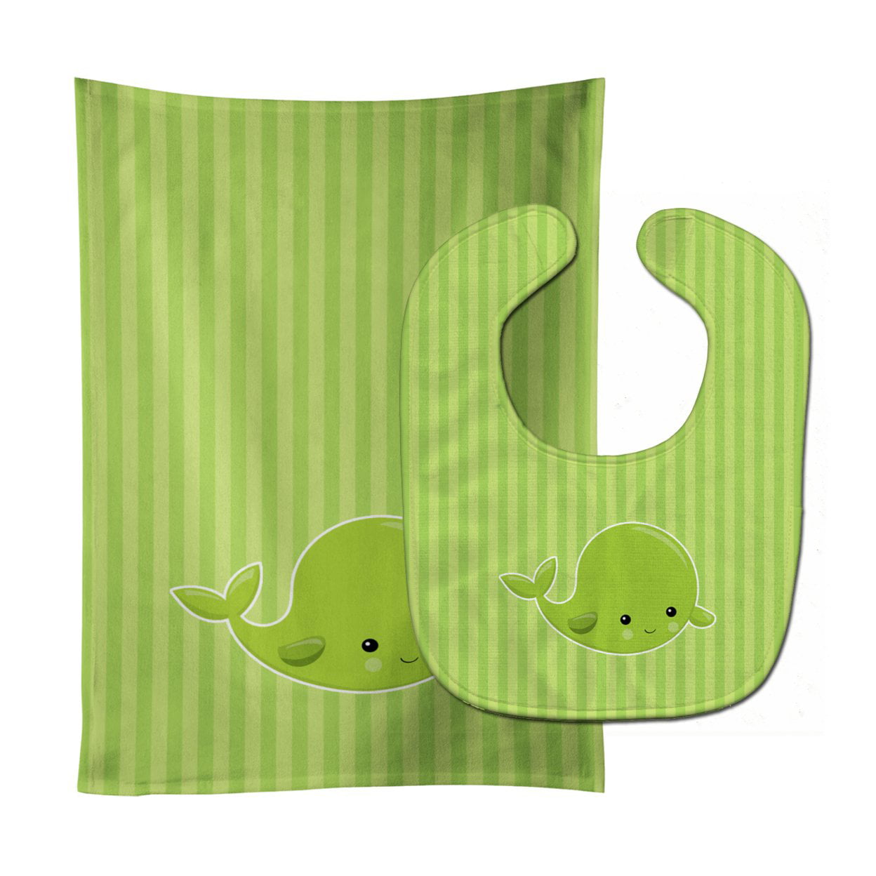 Nautical Whale Green Baby Bib & Burp Cloth