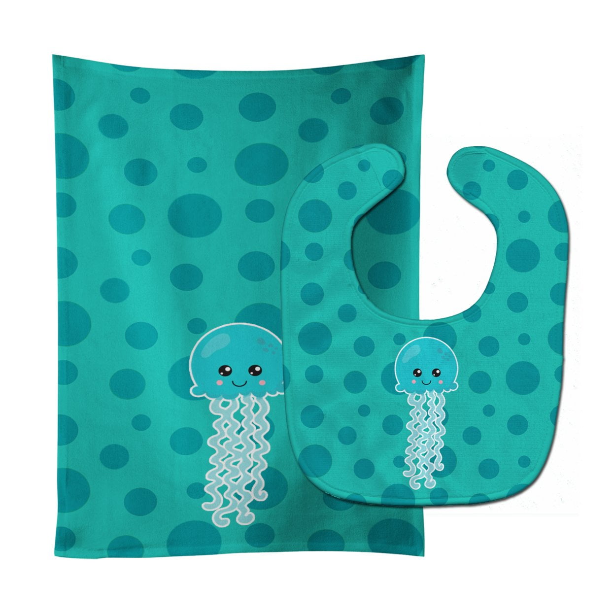 Ocean Jellyfish Blue Baby Bib & Burp Cloth