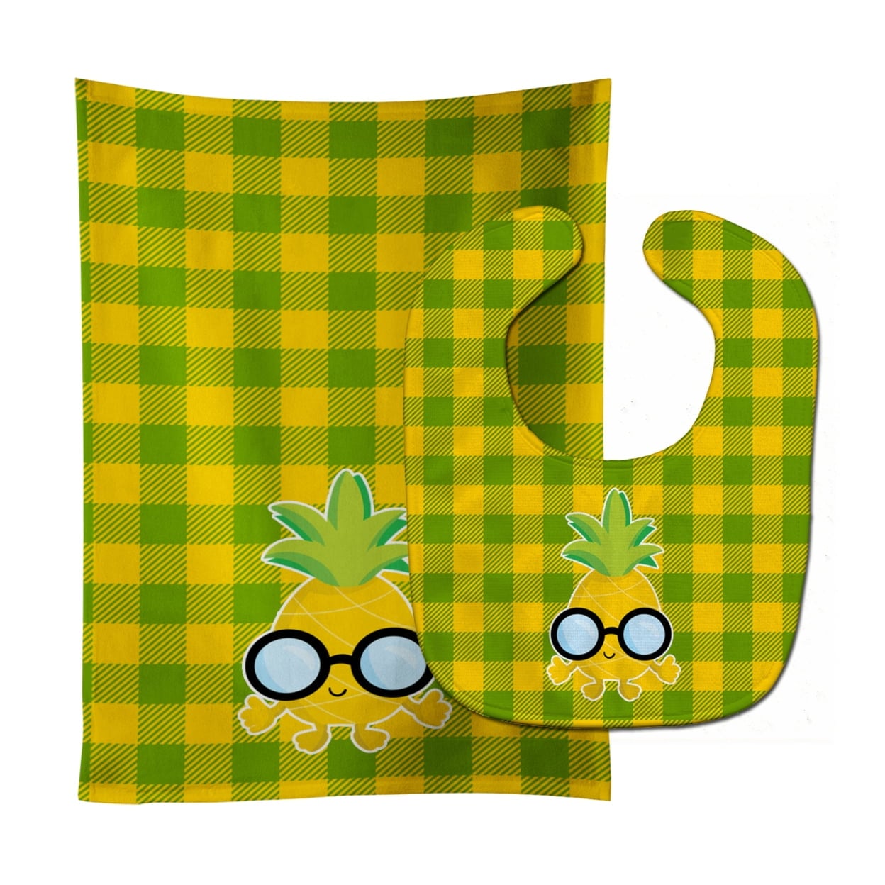 Pineapple Face With Glasses Baby Bib & Burp Cloth