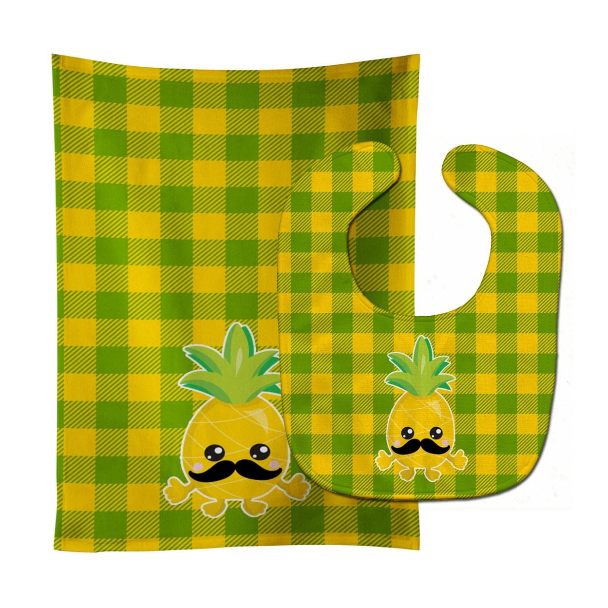 Pineapple Moustache Face Baby Bib & Burp Cloth
