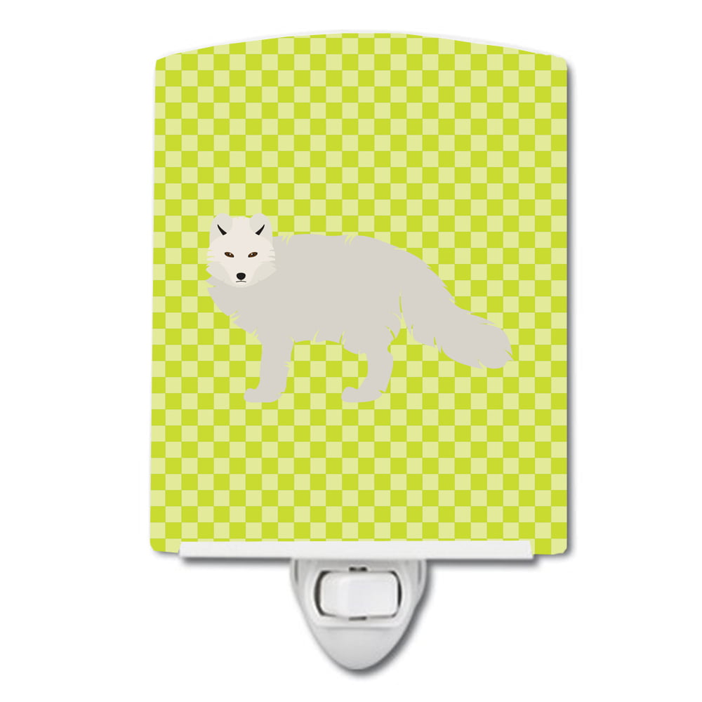 BB7703CNL White Arctic Fox Green Ceramic Night Light