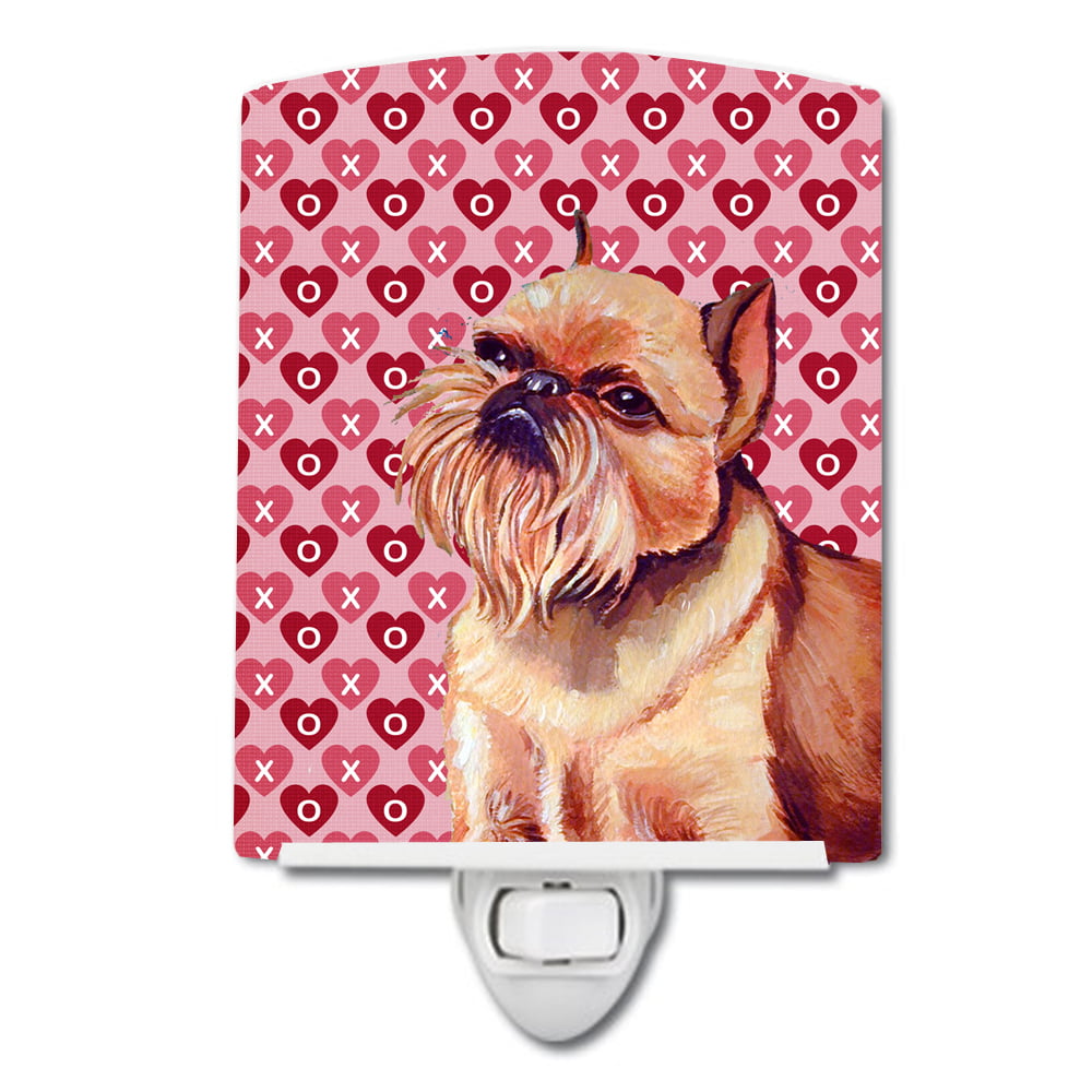 Brussels Griffon Hearts Love & Valentines Day Portrait Ceramic Night Light