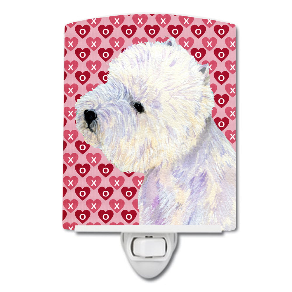 Westie Hearts Love & Valentines Day Portrait Ceramic Night Light