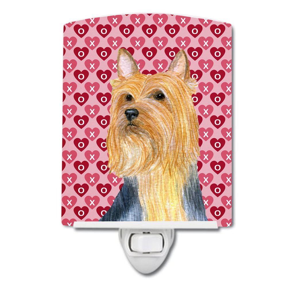 Silky Terrier Hearts Love & Valentines Day Portrait Ceramic Night Light