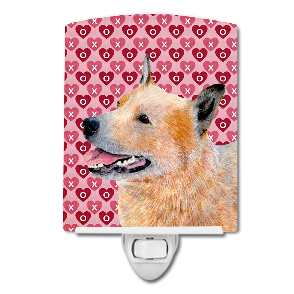Australian Cattle Dog Hearts Love Valentines Day Ceramic Night Light