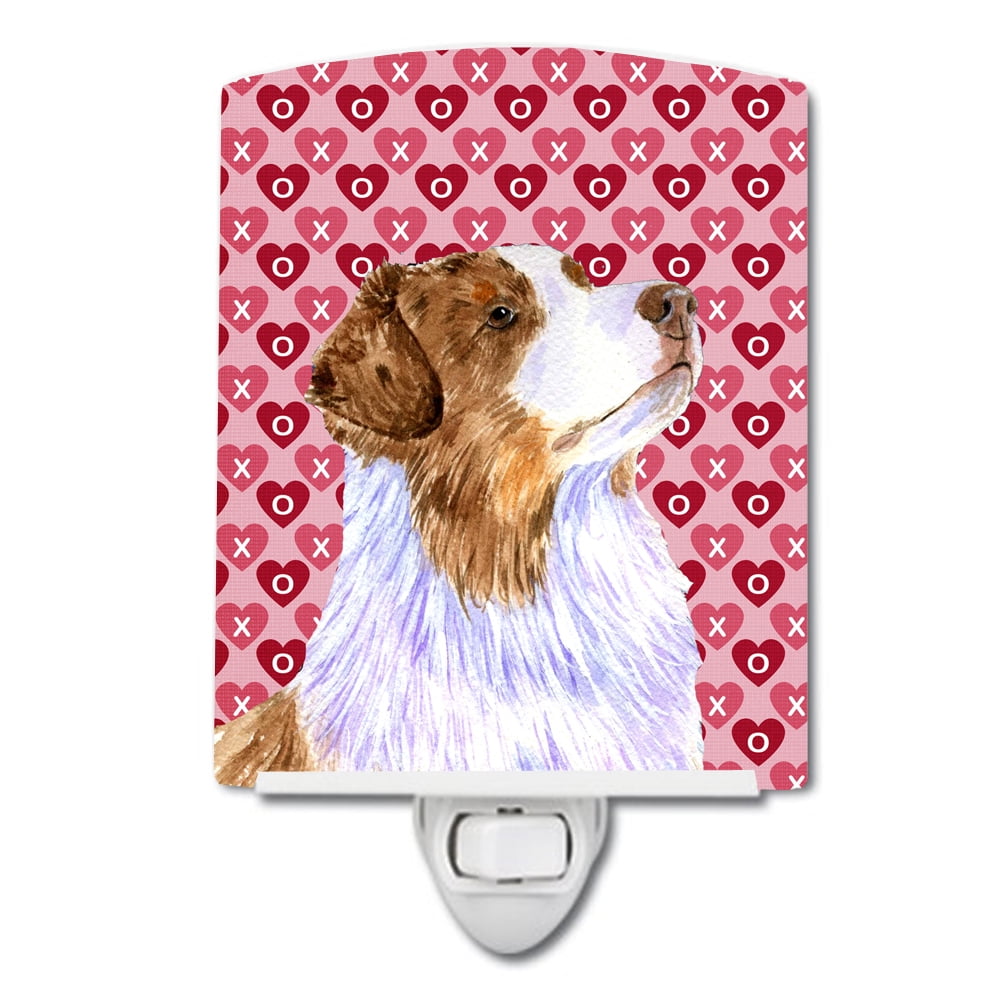 Australian Shepherd Hearts Love Valentines Day Ceramic Night Light