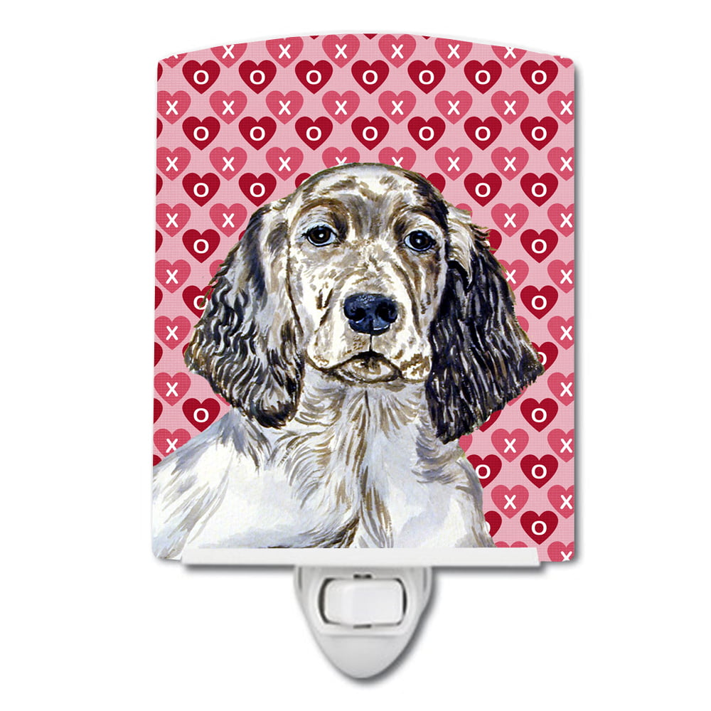 English Setter Hearts Love & Valentines Day Portrait Ceramic Night Light