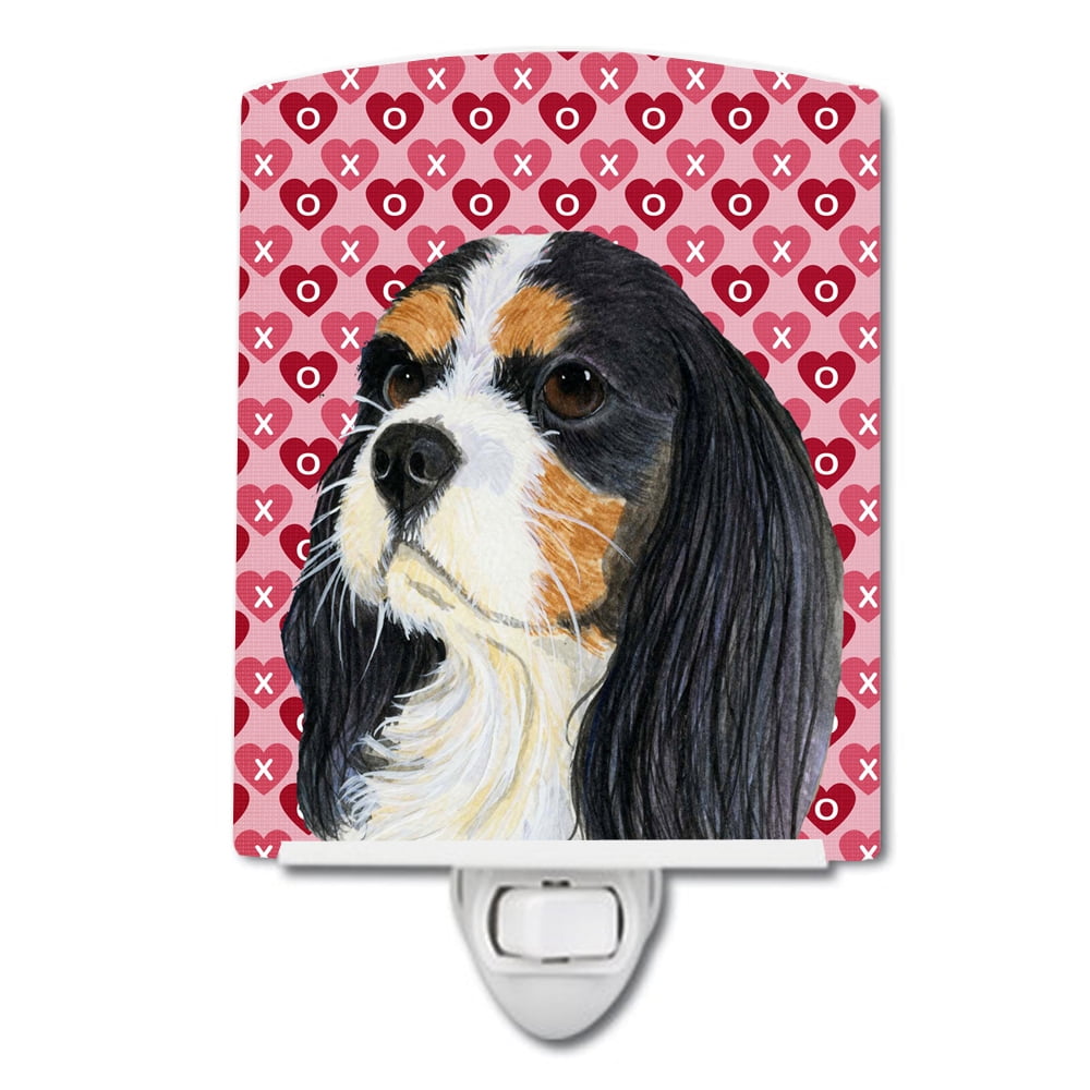 Cavalier Spaniel Hearts Love & Valentines Day Portrait Ceramic Night Light