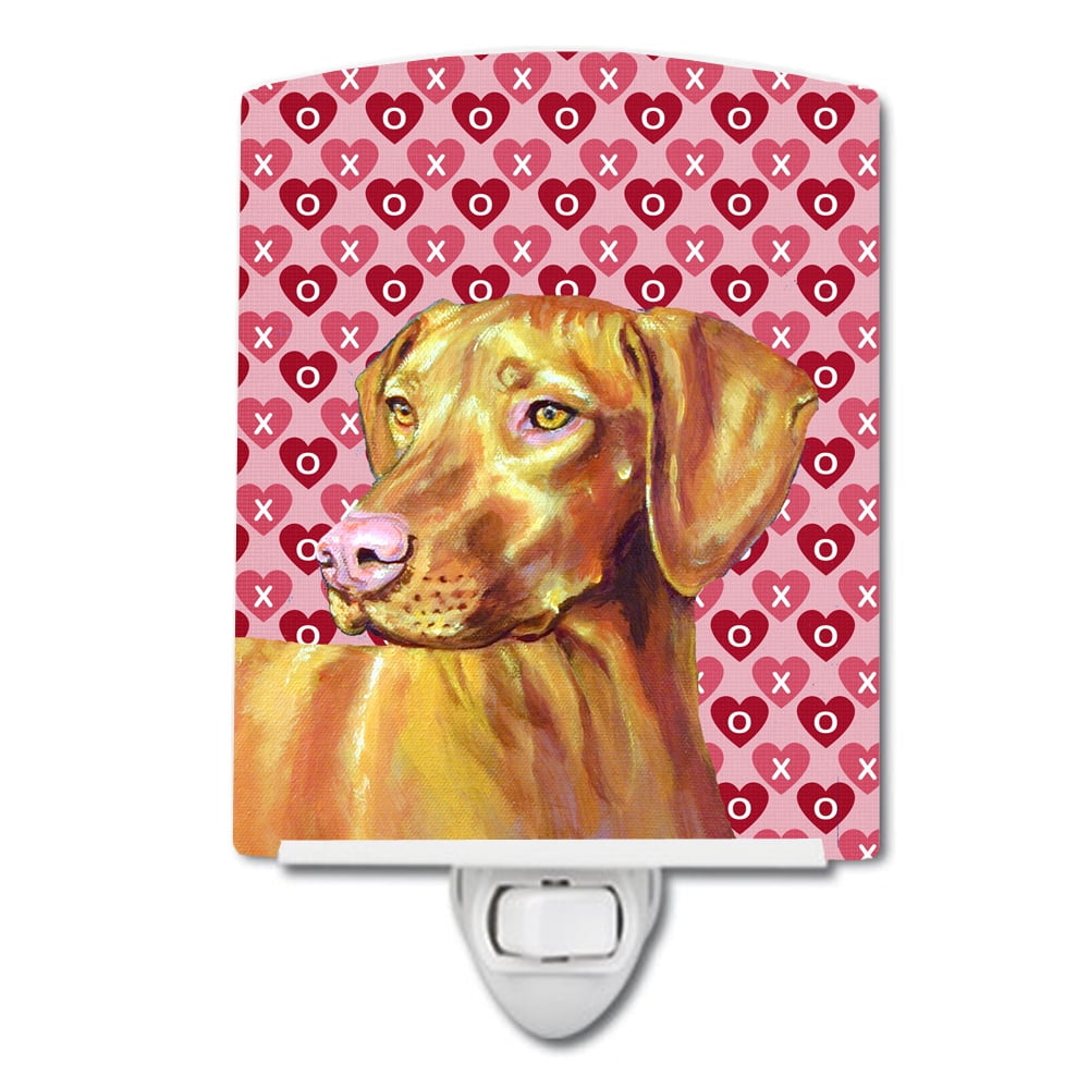 Vizsla Hearts Love & Valentines Day Portrait Ceramic Night Light