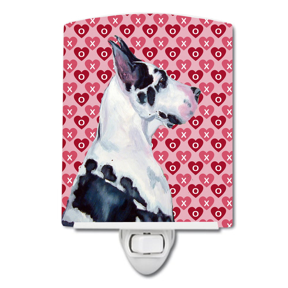 Great Dane Hearts Love & Valentines Day Portrait Ceramic Night Light