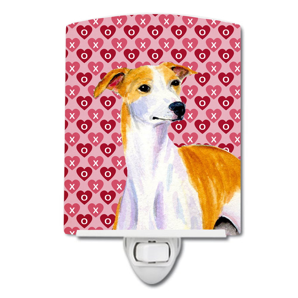 Whippet Hearts Love & Valentines Day Portrait Ceramic Night Light