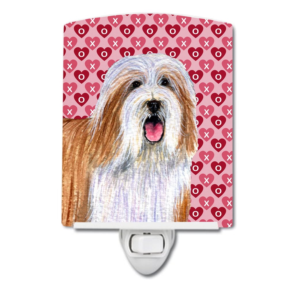 Bearded Collie Hearts Love & Valentines Day Portrait Ceramic Night Light