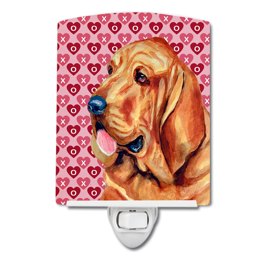 Bloodhound Hearts Love & Valentines Day Portrait Ceramic Night Light
