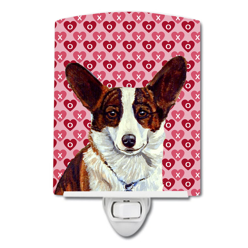 Corgi Hearts Love & Valentines Day Portrait Ceramic Night Light