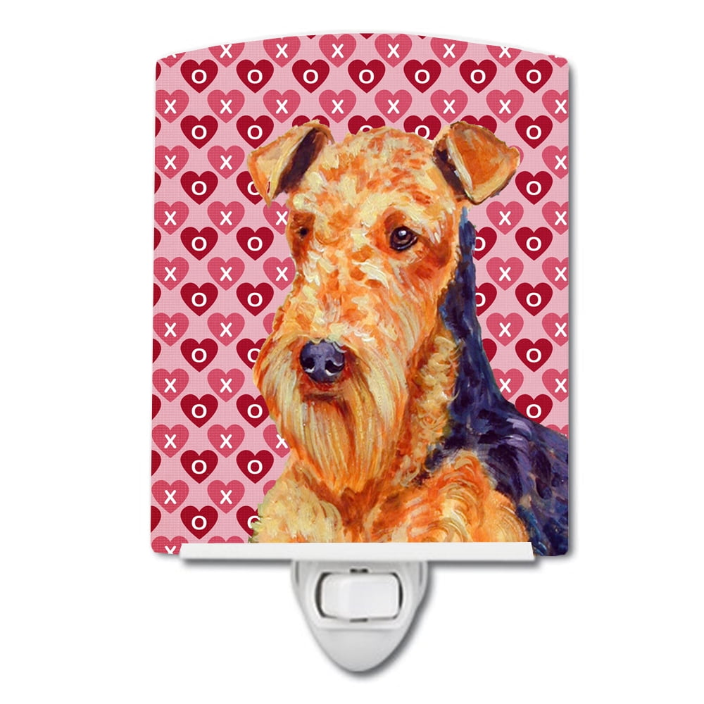 Airedale Hearts Love & Valentines Day Portrait Ceramic Night Light