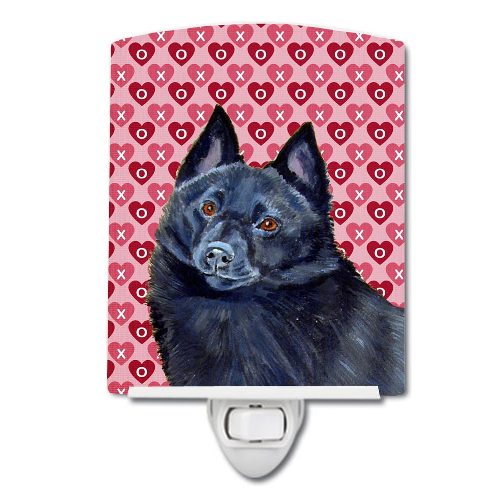 Schipperke Hearts Love & Valentines Day Portrait Ceramic Night Light