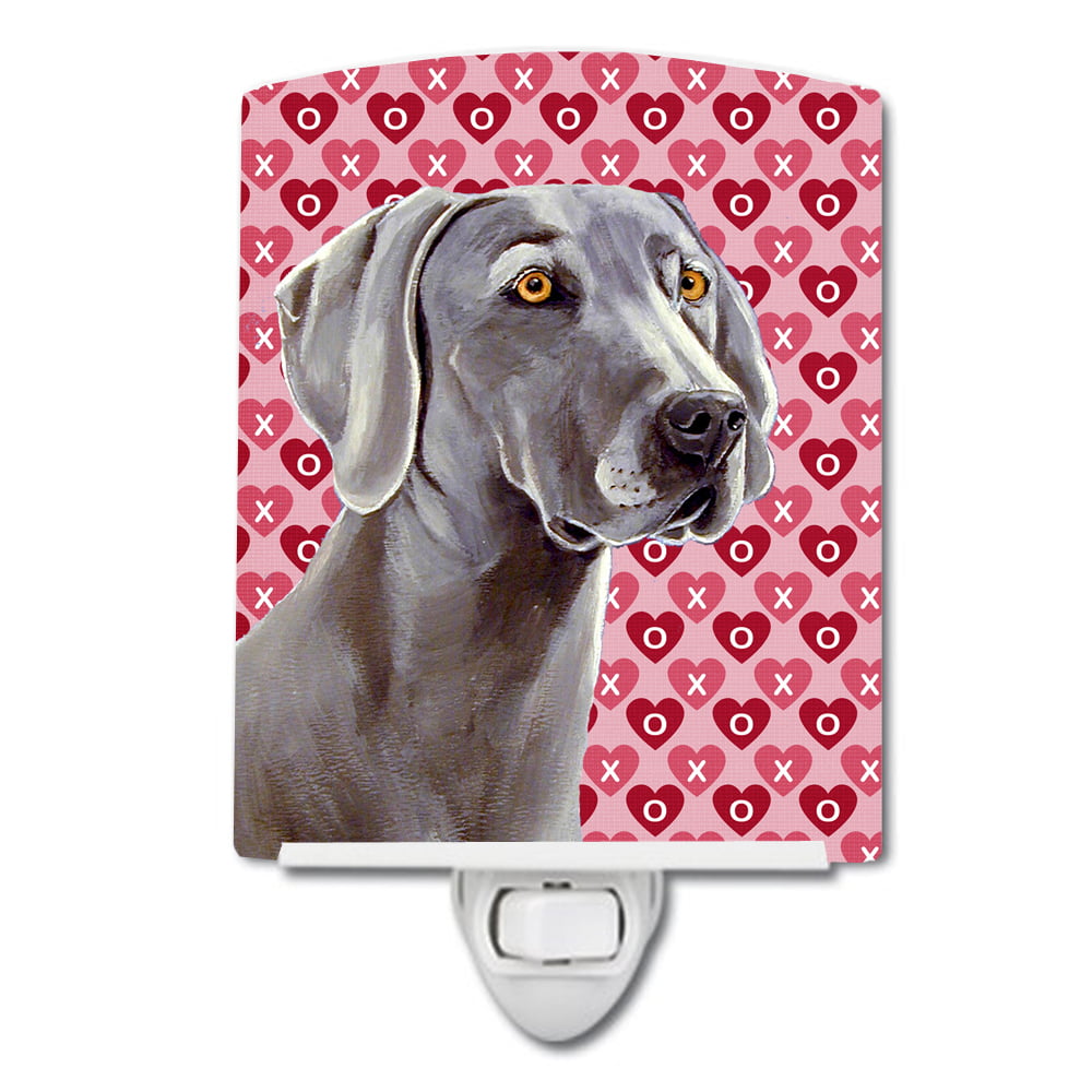 Weimaraner Hearts Love & Valentines Day Portrait Ceramic Night Light