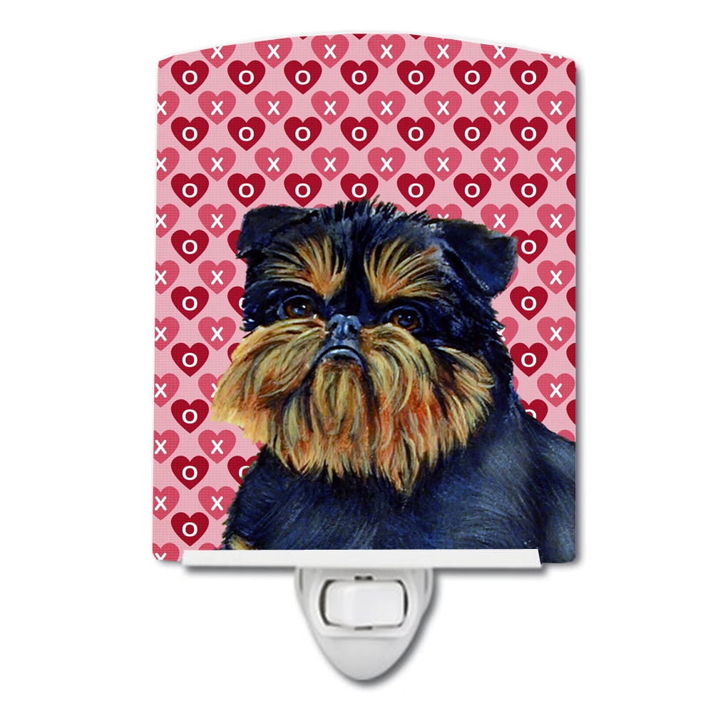 Brussels Griffon Hearts Love & Valentines Day Portrait Ceramic Night Light