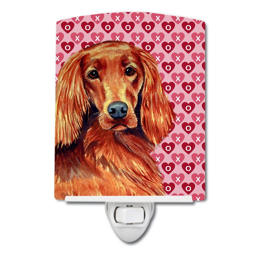 Irish Setter Hearts Love & Valentines Day Portrait Ceramic Night Light