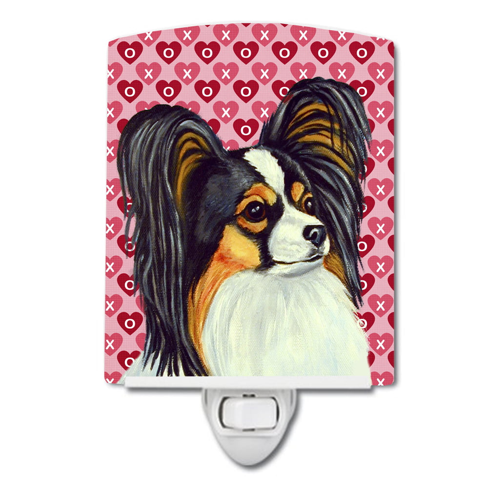 Papillon Hearts Love & Valentines Day Portrait Ceramic Night Light